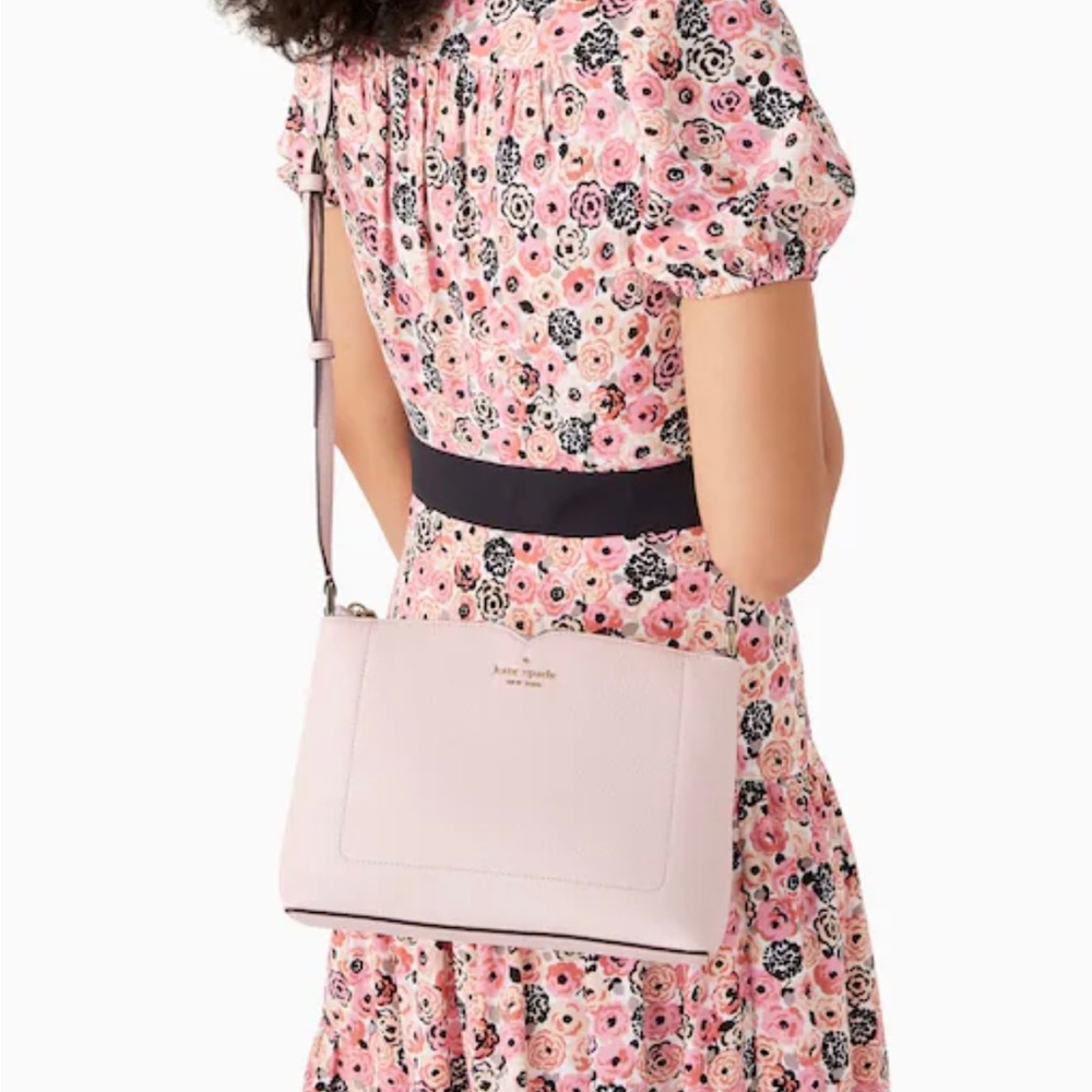 Kate Spade Harlow Crossbody, Leather, PINK, Medium, NWT $279 msrp,chalk pink